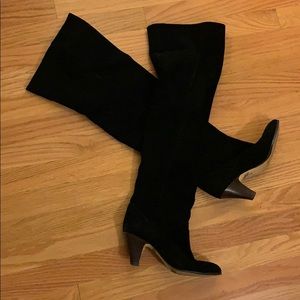 Over the knee black suede boots size 7